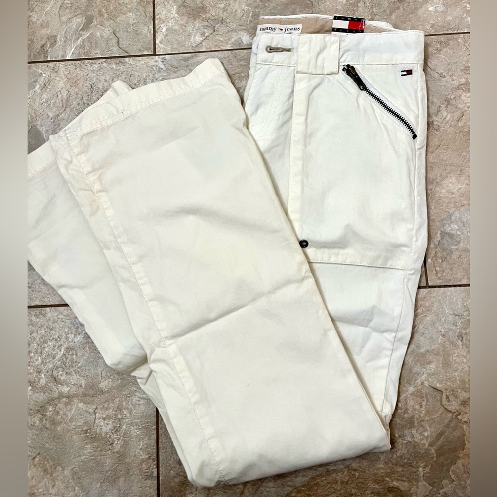 Tommy Hilfiger Womens Cargo Flare Pants White